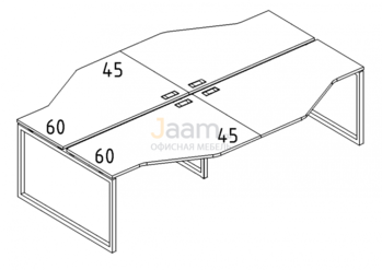 Мебель для персонала Рабочая станция со столами эргономичными "Техно" на металлокаркасе QUATTRO Б4 188-2 БП