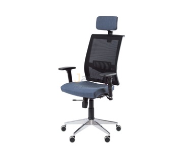 Кресло для персонала Плаза/П/П Ткань кат. 1 с подголов./база алюминий