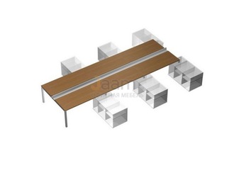 Мебель для персонала Рабочая станция (6х160) с ProSystem на 6-ти опорных тумбах левых-правых (БЕЗ ТУМБ) КВ 0154-3